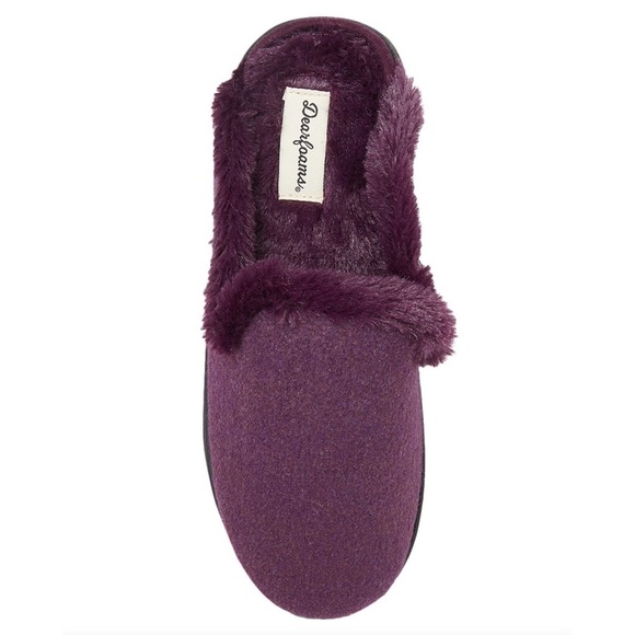 DEARFOAMS Aubergine Erin Faux Fur Slipper Shoe Memory Foam Insole Indoor NWT - Picture 3 of 8